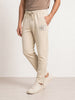 Solid Regular Fit Printed Jogger | Beige