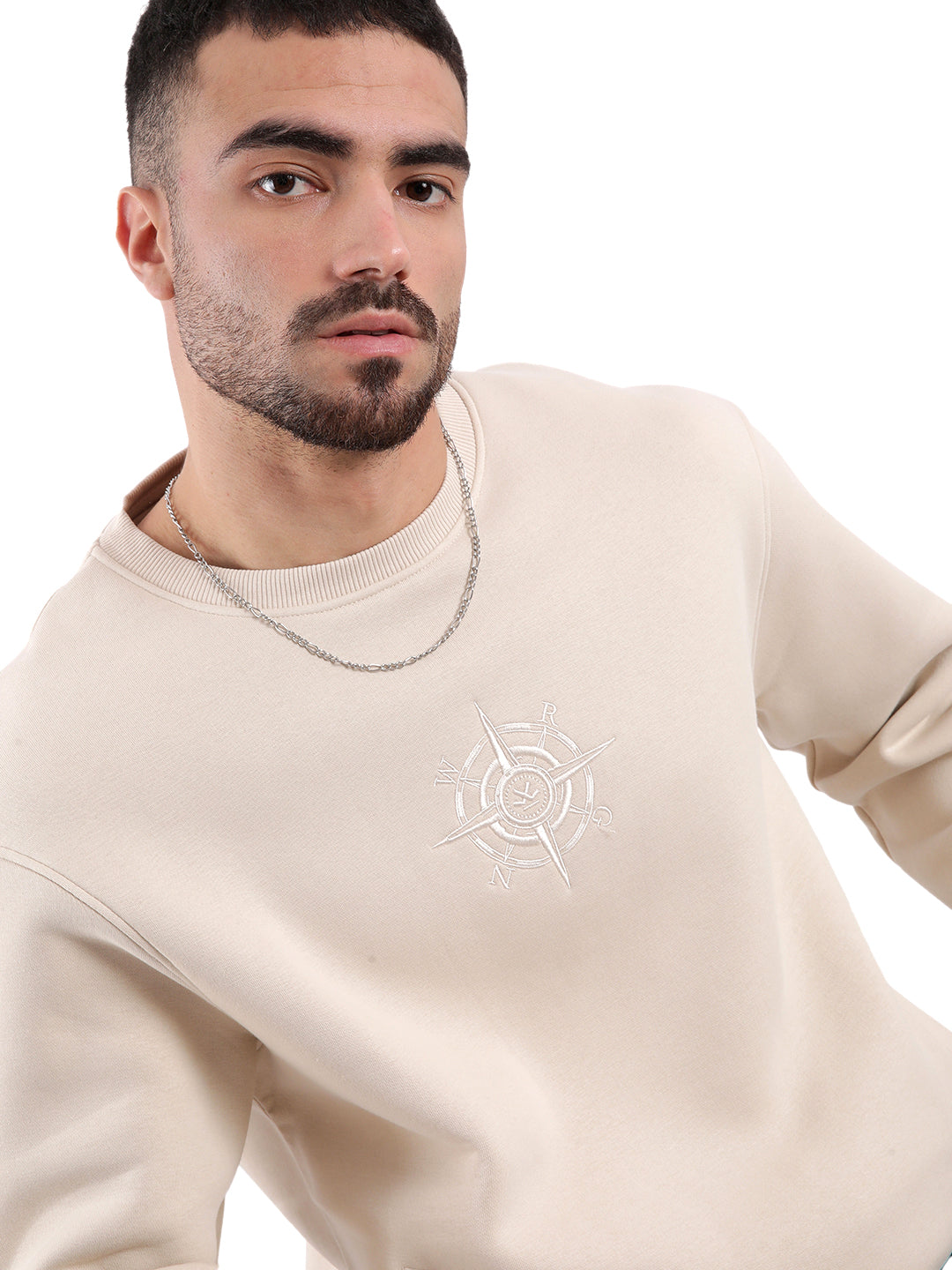 Premium Beige Emroidered Sweatshirt