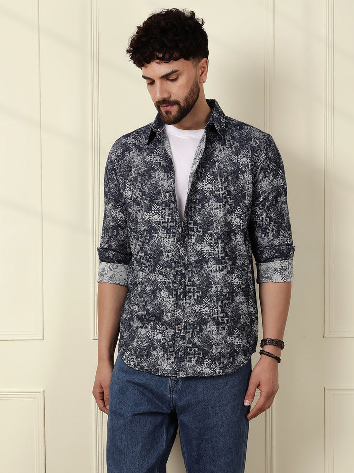 Textured Knit Shirt | Navy Blue