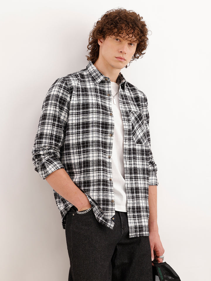 Slim Fit Textured Shirt  | Black