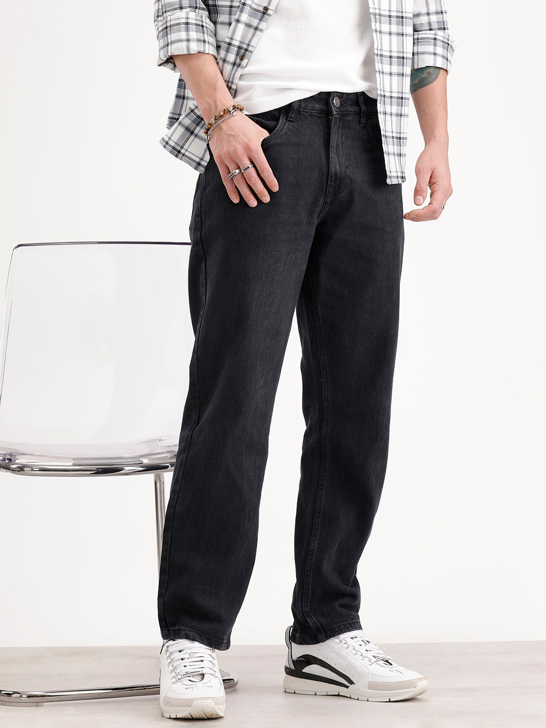 Anti Fit Light Faded Denim Jeans | Black