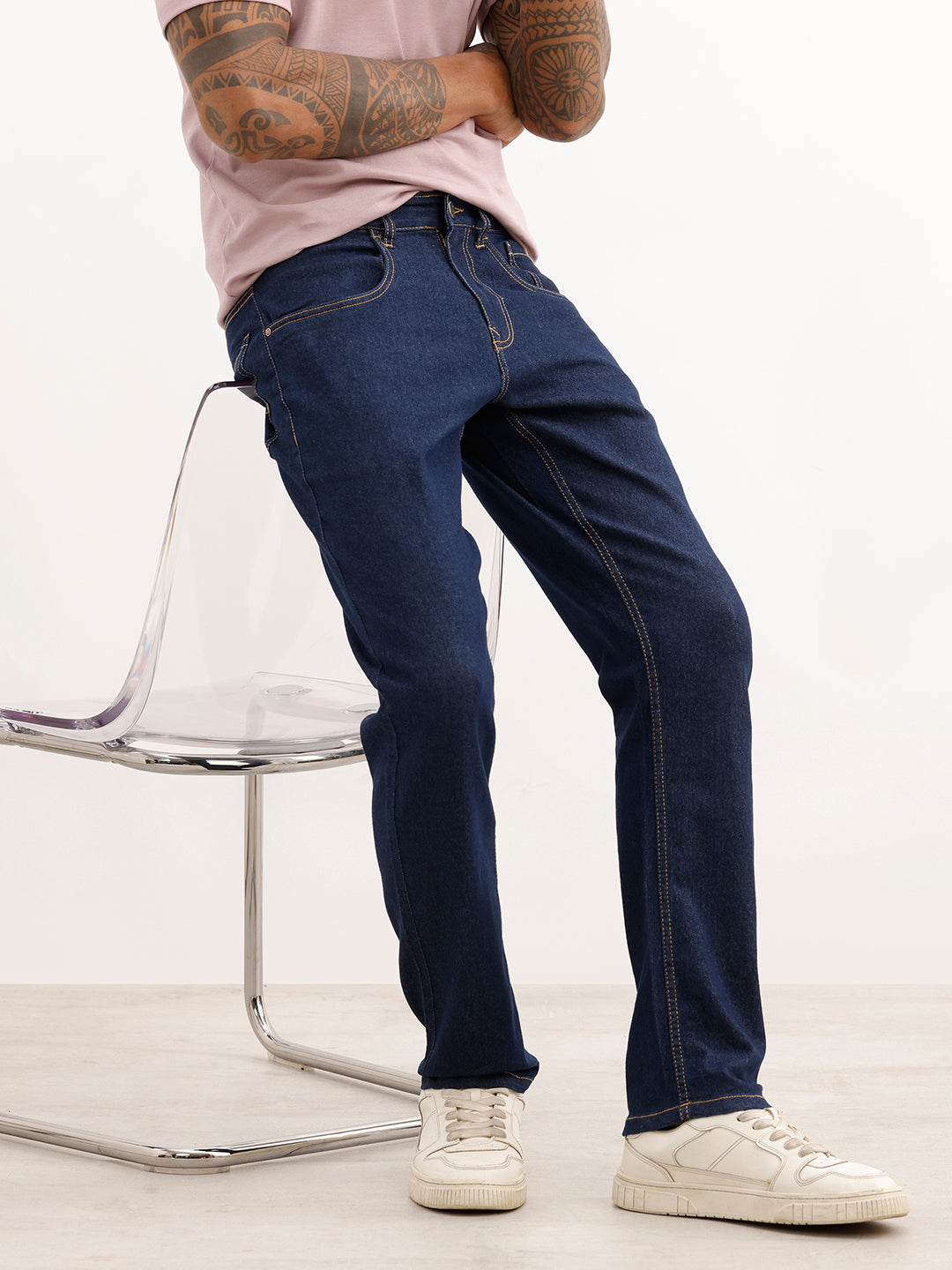 Solid Relaxed Fit Denim Jeans | Blue