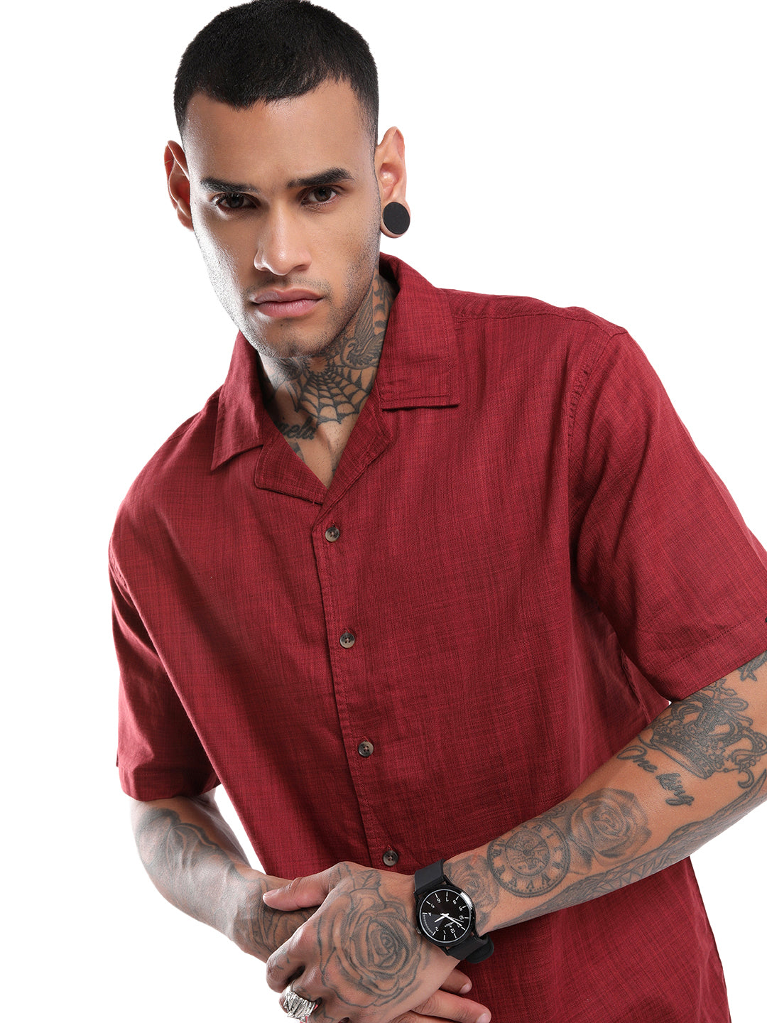 Elite Maroon Solid Shirt