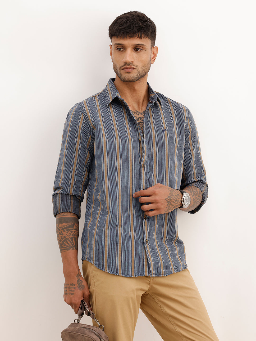 Slim Fit Striped Full Sleeve Shirt | Blue | WSH02FSSL0032S