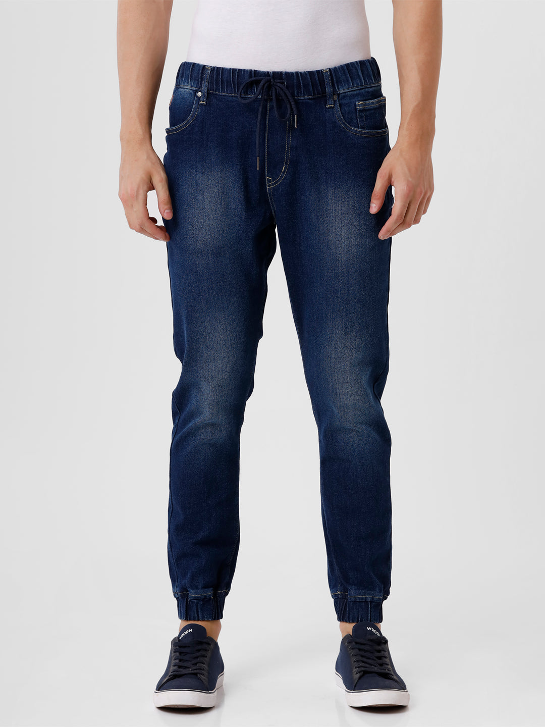 Blue Drawstring Denim Jean Jogger