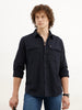 Slim Fit Double Pocket Shirt | Dark Blue