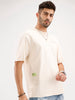 Oversized Raw Edge T-Shirt | Beige