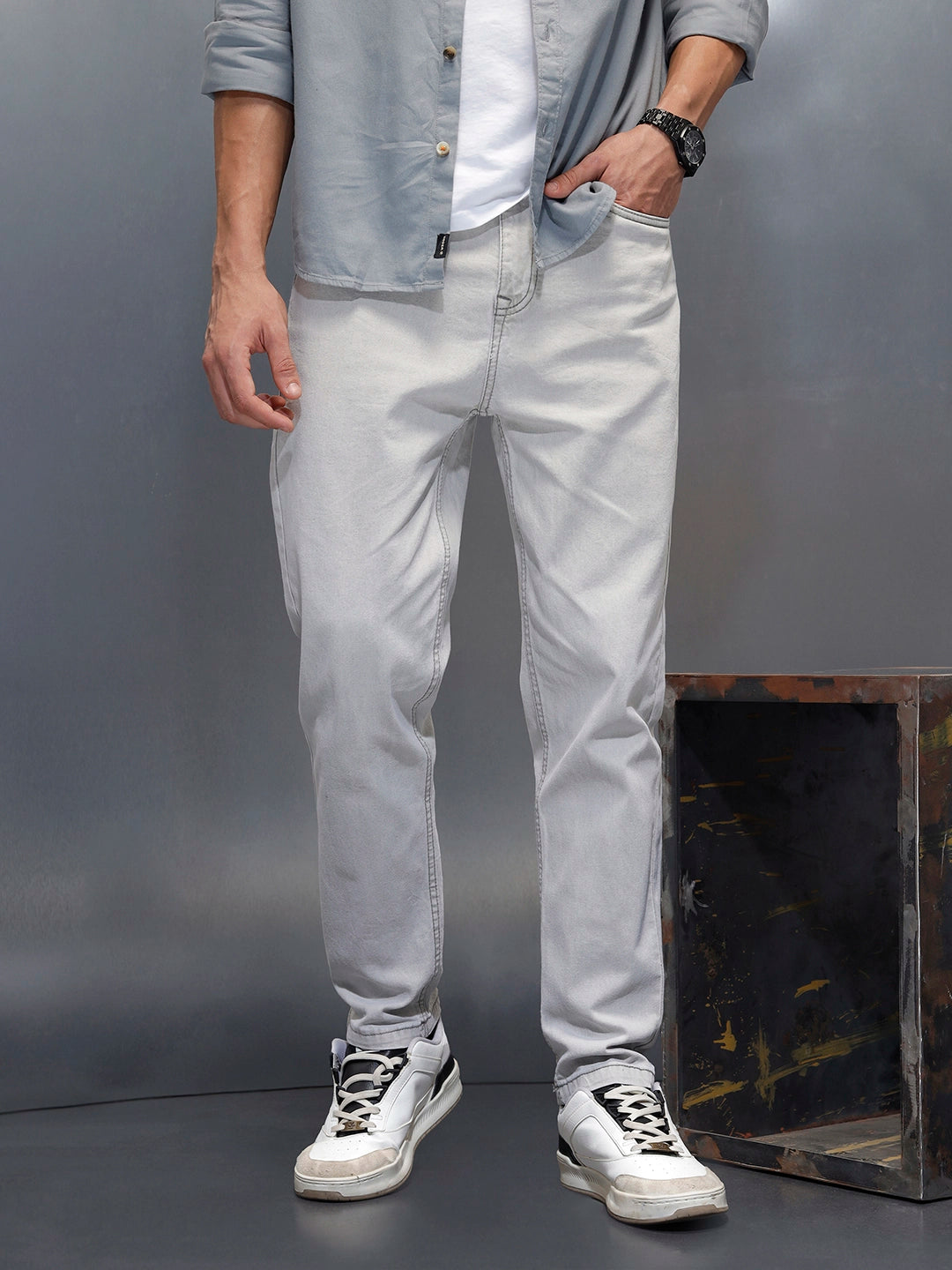 Men's casual slim ankle fit jeans | Grey