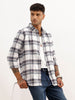 Slim Fit Checkered Full Sleeve Shirt | White