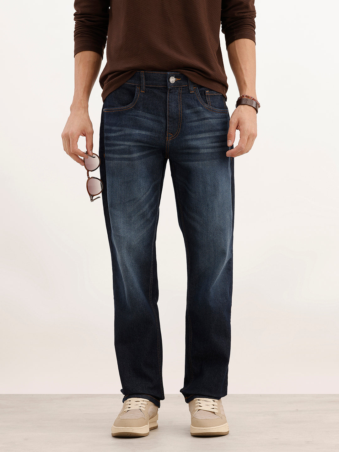 Light Faded Relaxed Fit Denim Jeans | Blue