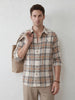Classic Slim Fit Checkered Shirt | Beige