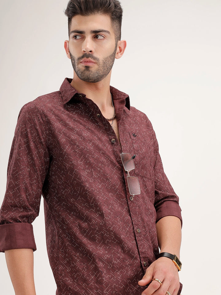 Regular Fit AOP Shirt | Brown