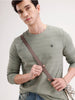 Slim Fit Textured Full Sleeves T-Shirt | Green