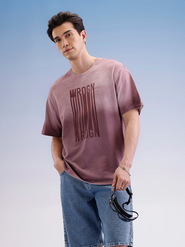 Oversized Gradient Printed T-Shirt  | Maroon