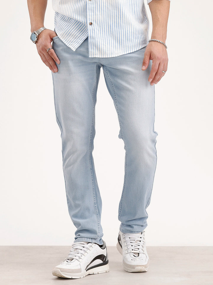 Solid Slim Fit Denim Jeans | Light Blue