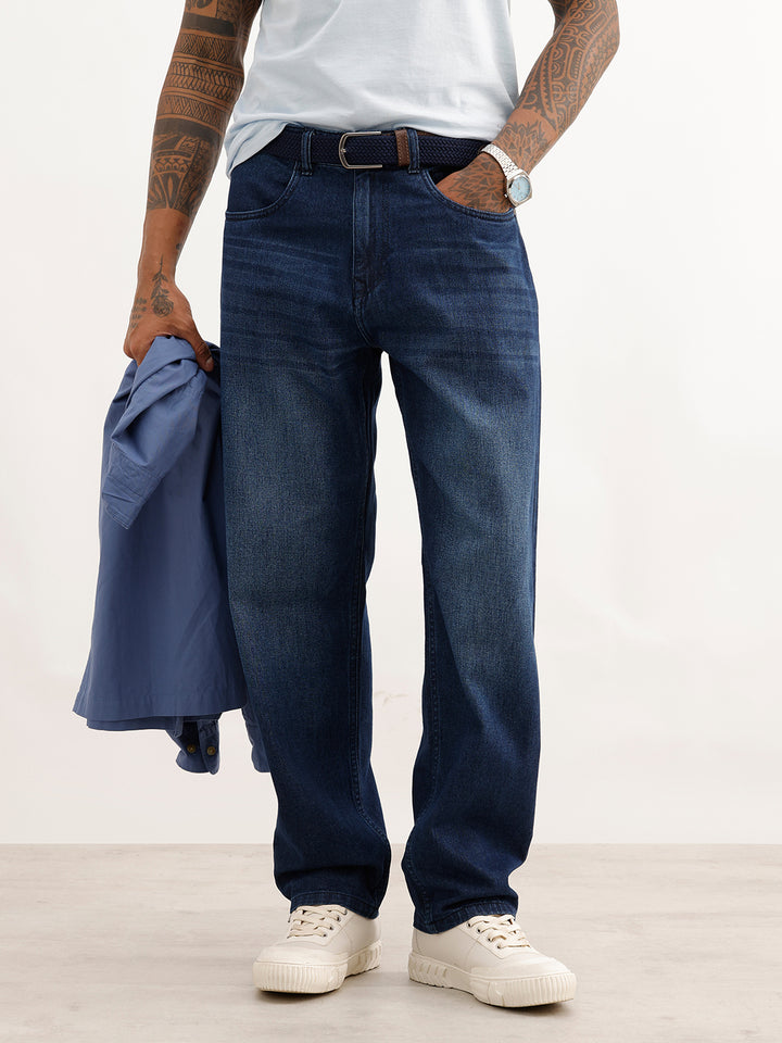 Faded Loose Fit Denim Jeans | Blue