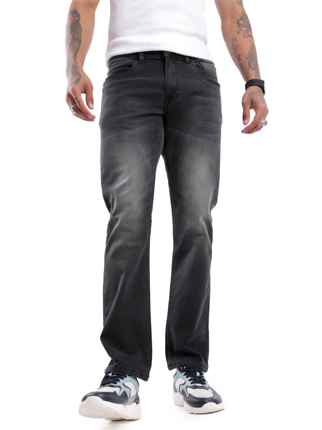 Classic Charcoal Straight Fit Denim Jeans