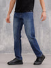 Relaxed Fit Cotton Stretch Mid Washed Jeans | Blue