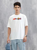 Placement Printed Oversized T-Shirt | White