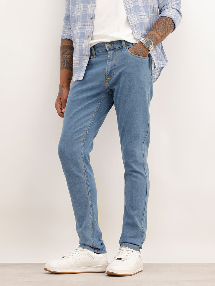 Faded Slim Fit Denim Jeans | Blue
