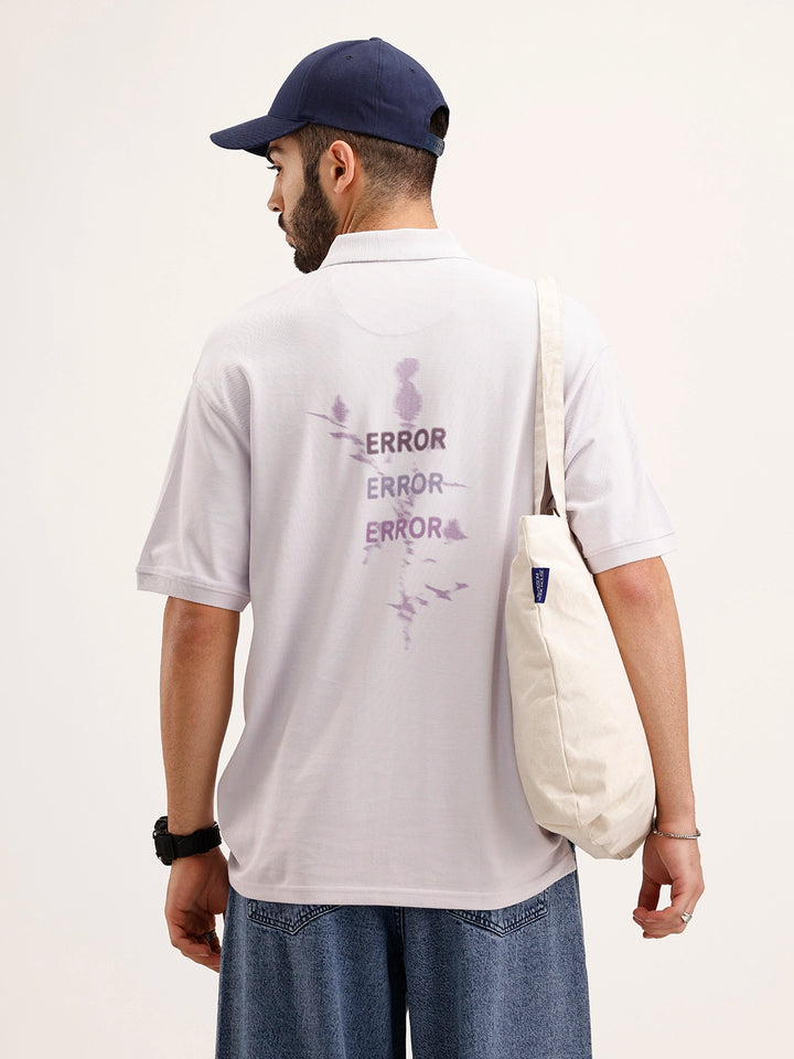 Oversized Back Printed Polo T-Shirt | Purple