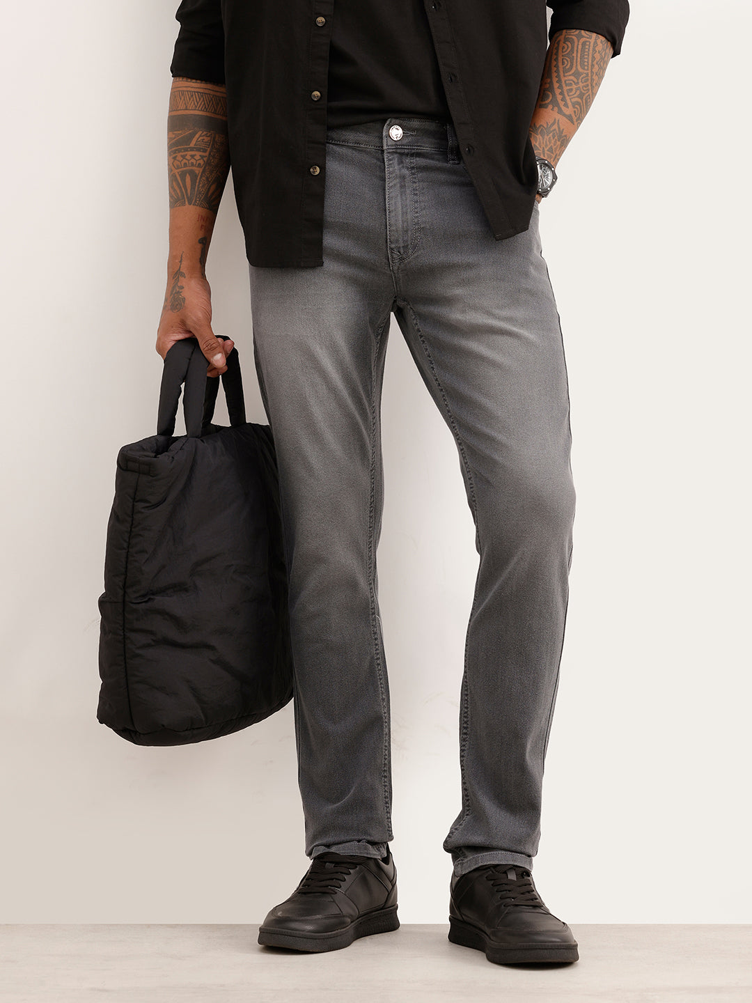 Faded Slim Fit Denim Jeans | Grey