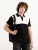 Slim Fit Colour Blocked Polo T-Shirt | Black