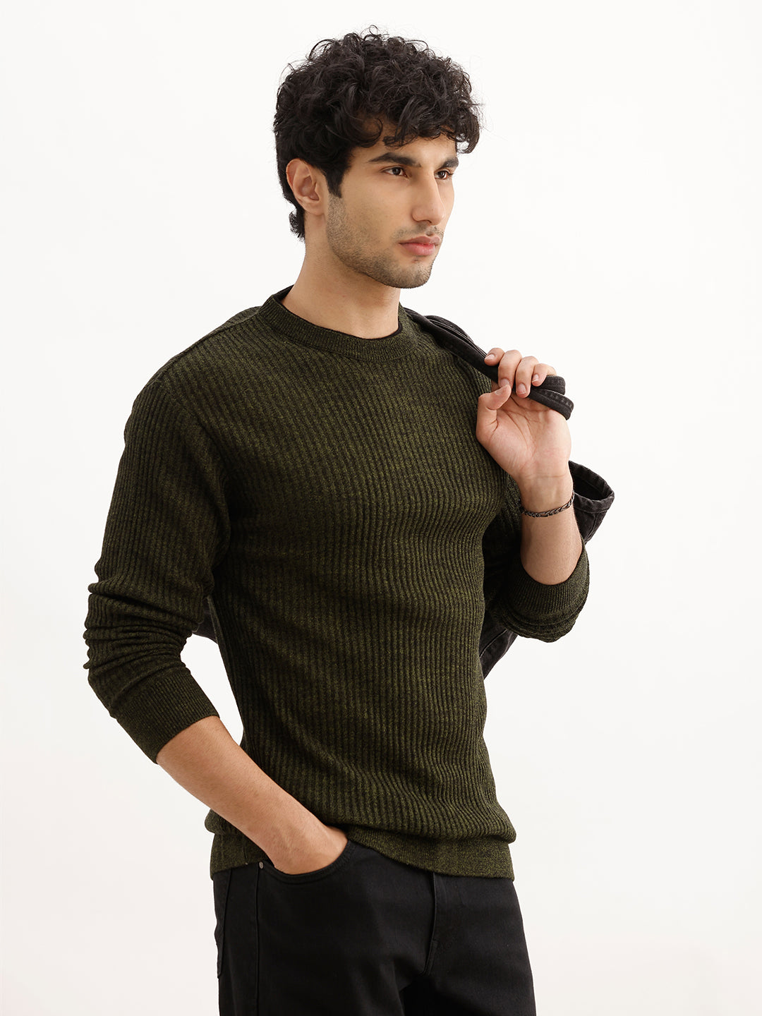 Solid Regular Fit Knitted Sweater | Maroon