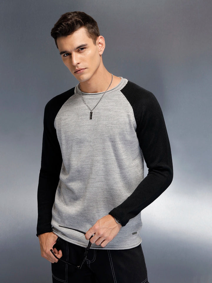 Men’s Textured Colorblock Pullover  | Grey