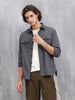 Heavy Printed Canvas Oversized Fit Overshirt | Dark Grey