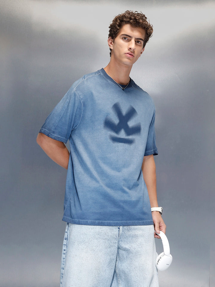 Wrogn branded washed oversized fit t-shirt | Blue