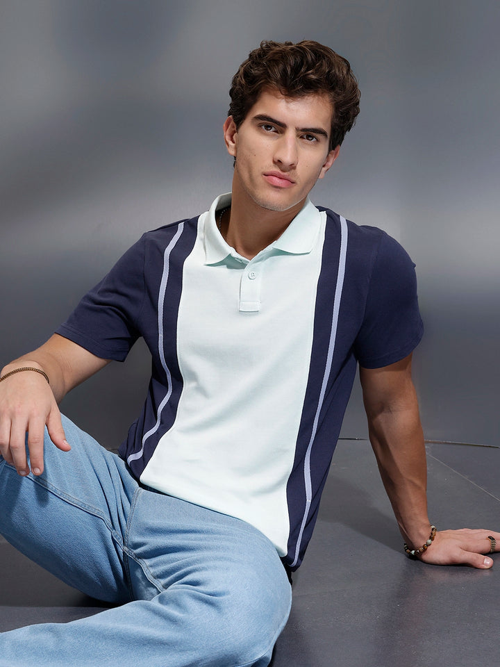 Classic Printed Regular Fit Polo   |  Blue