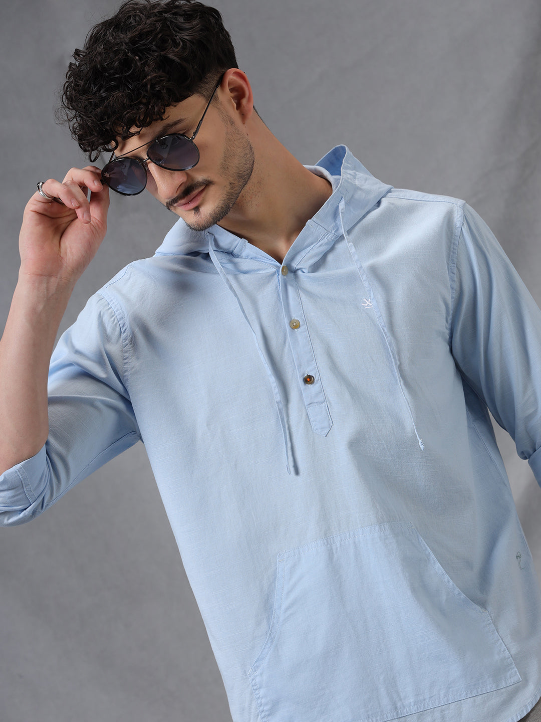 Hooded Trend Classic Blue Shirt