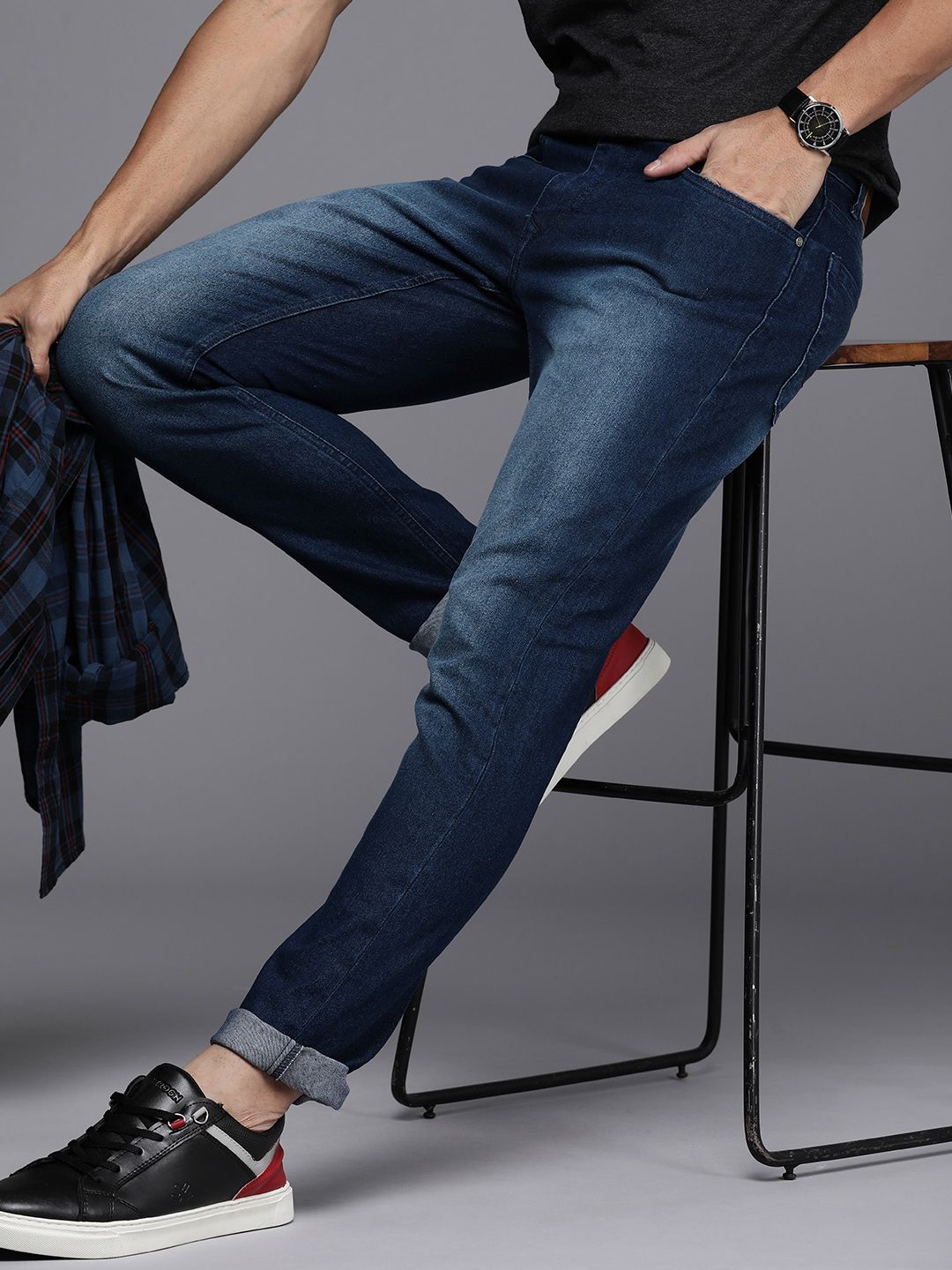 Slim Fit Heavy Fade Blue Jeans