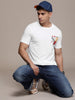 Chest Printed White Cotton T-Shirt