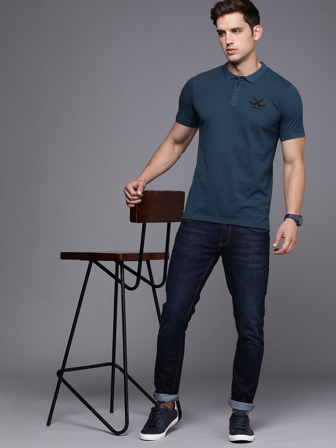 Bold Teal Polo Collar T-Shirt