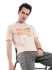 Peach Wrogn Route Slim Fit T-Shirt