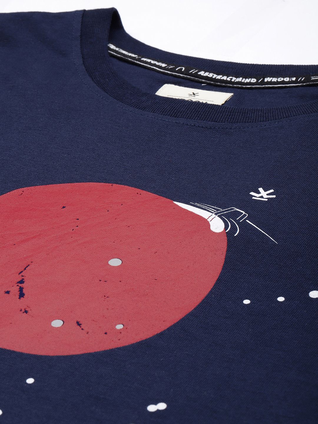 Graphic Chest Printed Navy Blue T-Shirt