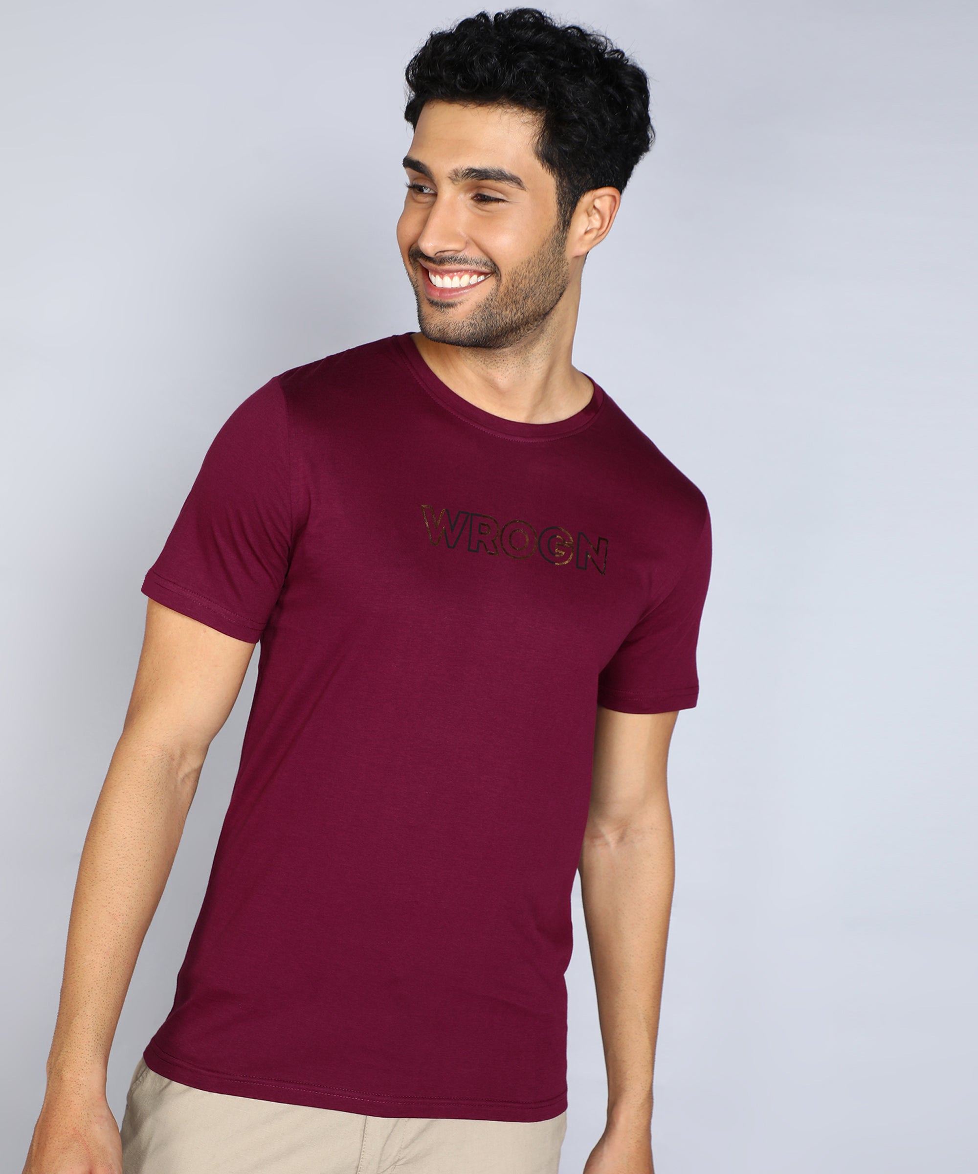 Wine Foil Print Crew Neck T-Shirt