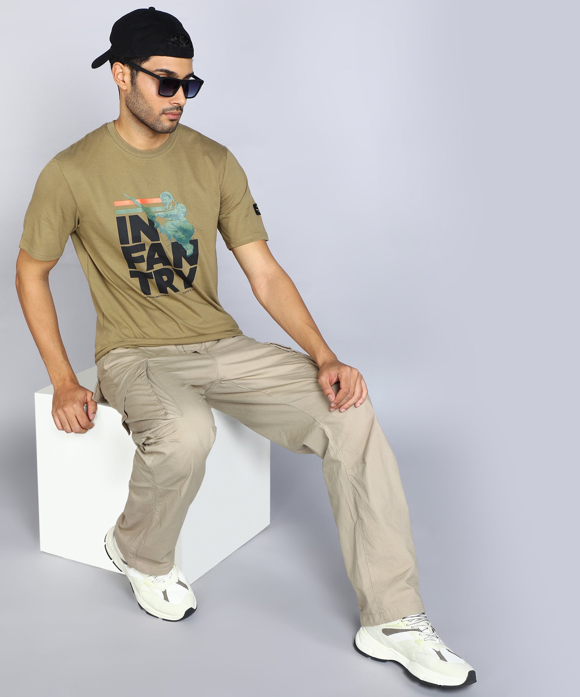 Classic Khaki Placement Print T-Shirt