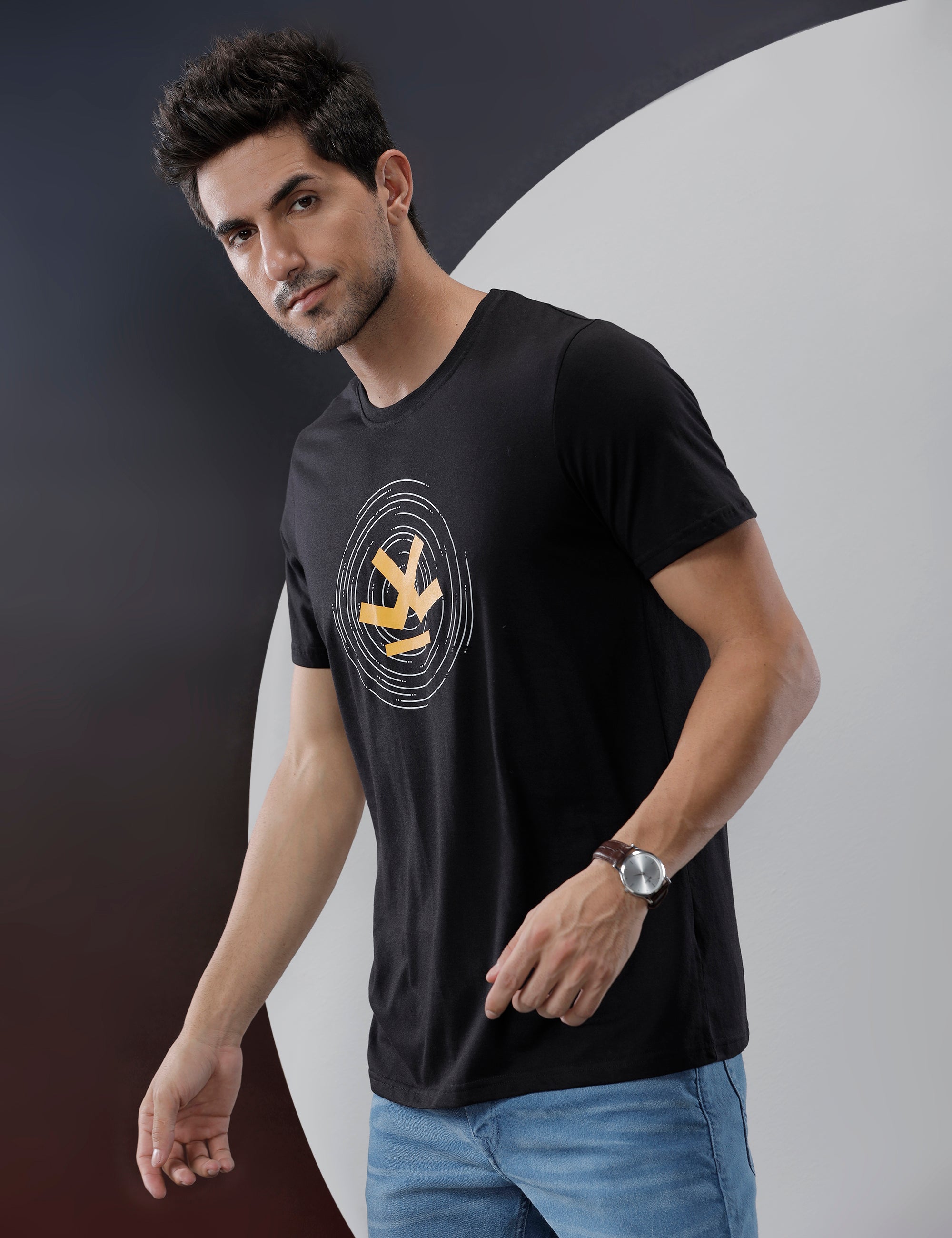 Basic Black Circles Graphic T-Shirt