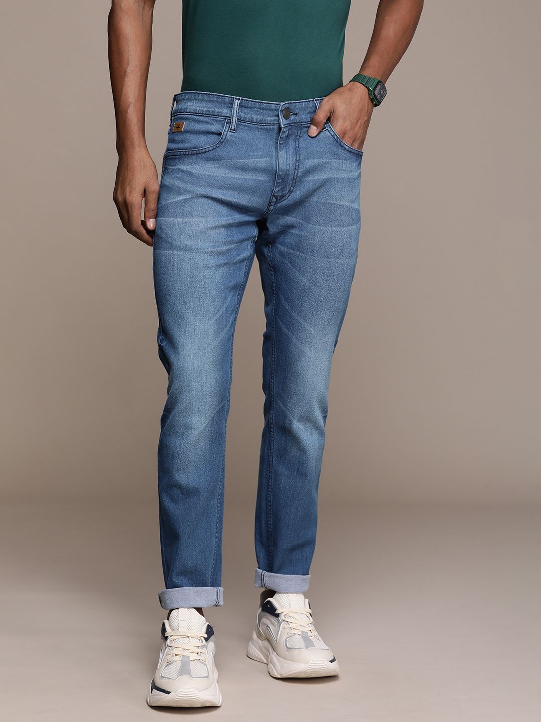 Solid Apex Blue Slim Fit Jeans