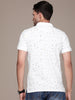 White Geometric Print Polo T-Shirt