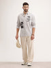 Oversized Fit Placement Printed Shirt | Light Blue