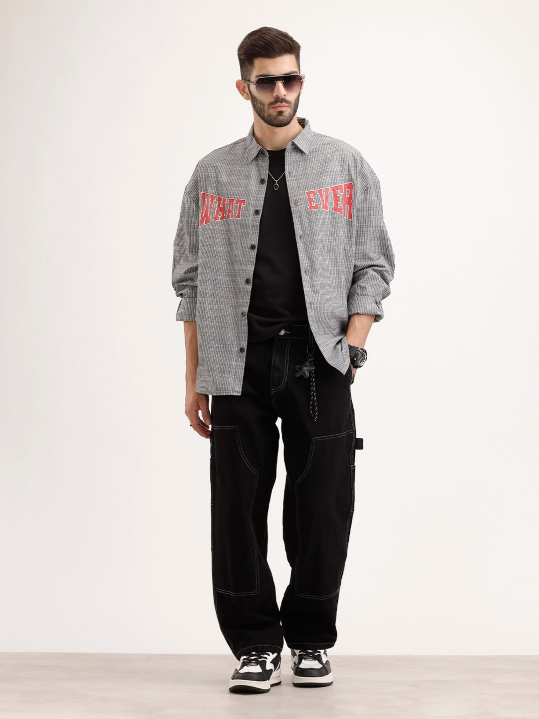 Oversized Plus Fit Printed Shirt | Black