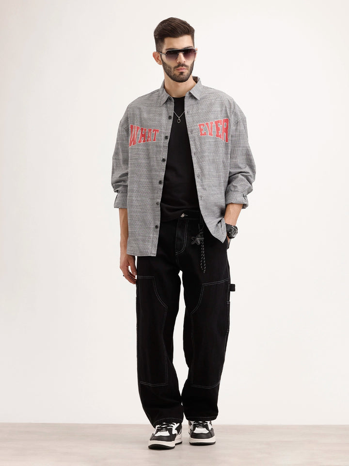 Oversized Plus Fit Printed Shirt | Black