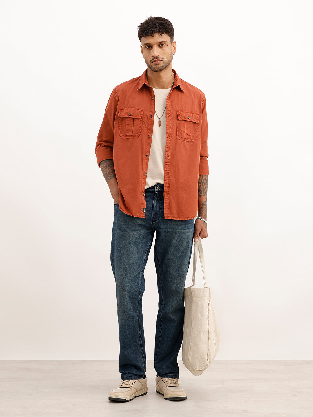 Comfort Fit Double Pocket Shirt | Rust