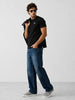 Slim Fit Embroidered Detail T-Shirt | Black