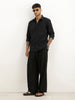 Solid Slim Fit Textured Full Sleeve Shirt | Black