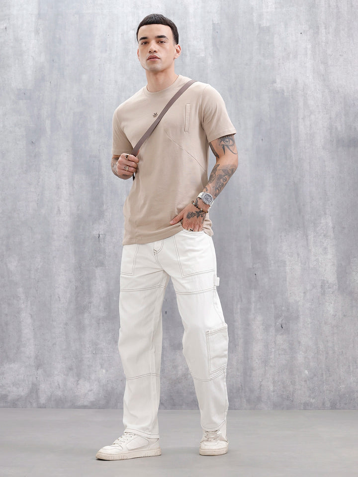 Casual Men's Tshirt With Cut&Sew Detail  | Khaki